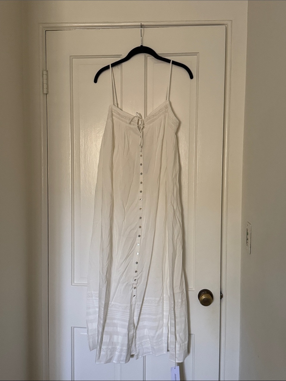Rumored White Maxi Slip Dress with Button Front